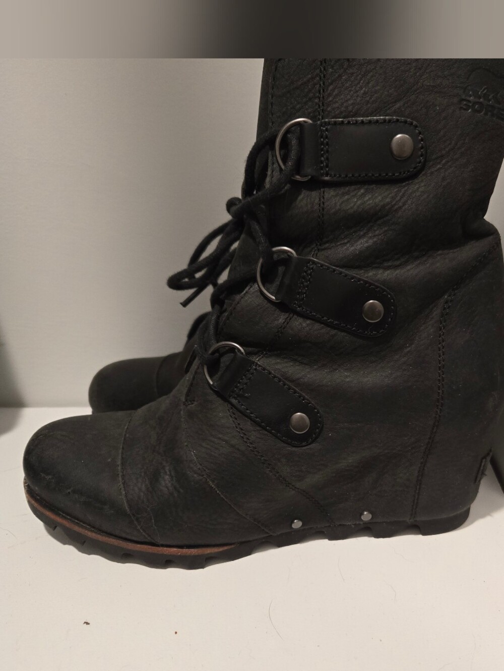 Sorel Black Lace-Up Women's Wedge Boot